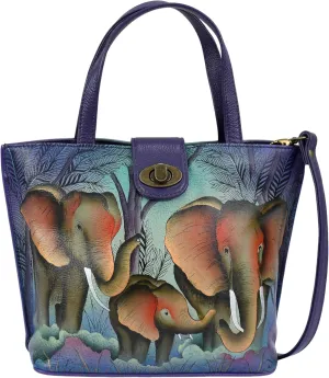 Anna by Anuschka Women’s Original Leather Hand-Painted Medium Tote with Loop and Turn Lock