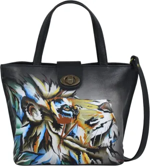 Anna by Anuschka Women’s Original Leather Hand-Painted Medium Tote with Loop and Turn Lock