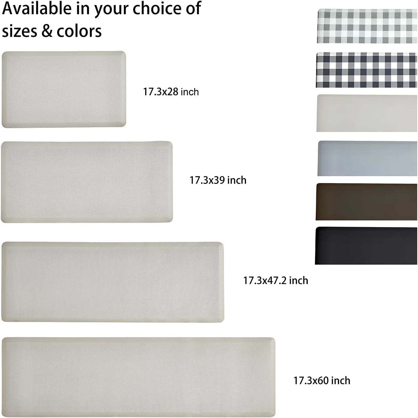 Anti Fatigue Kitchen Rugs Kitchen Mats for Floor,Cushioned Non-Slip Waterproof Ergonomic Comfort Rug Standing Mat for Kitchen,Doing Dishes,Floor,Home,Office,Sink,Laundry,Beige,17.3"x60"