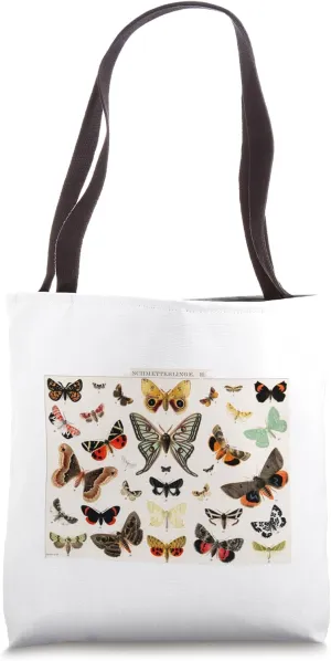 Antique Butterfly Moth Lithograph Original Antique Insect Tote Bag