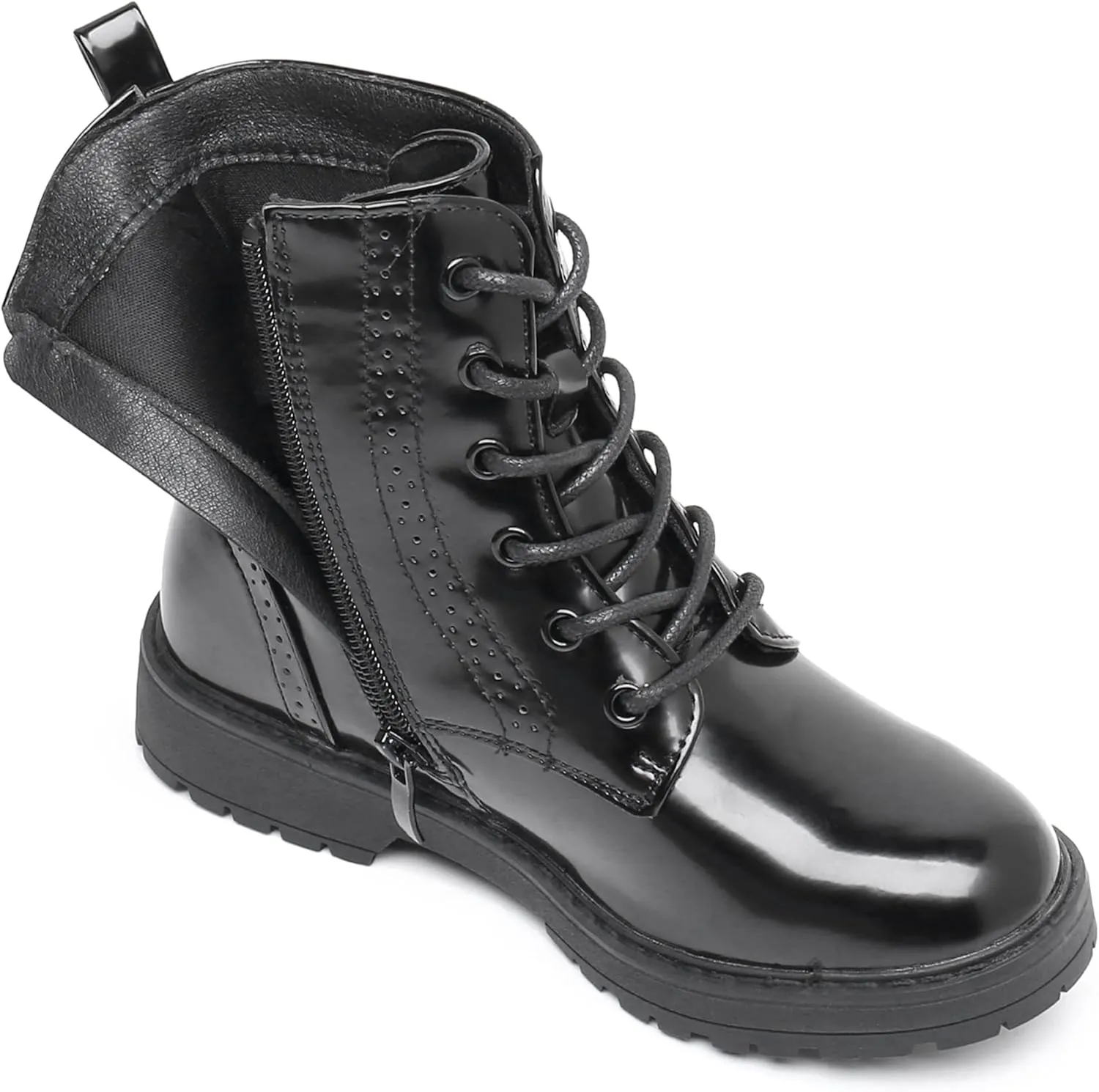 Apakowa Gilrs Combat Boots Side Zipper Ankle Booties (Toddler/Little Kid/Big Kid)