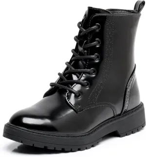 Apakowa Gilrs Combat Boots Side Zipper Ankle Booties (Toddler/Little Kid/Big Kid)