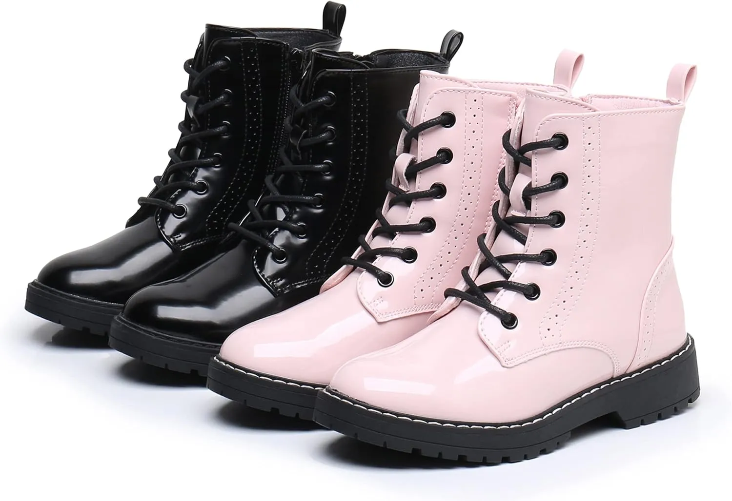 Apakowa Gilrs Combat Boots Side Zipper Ankle Booties (Toddler/Little Kid/Big Kid)