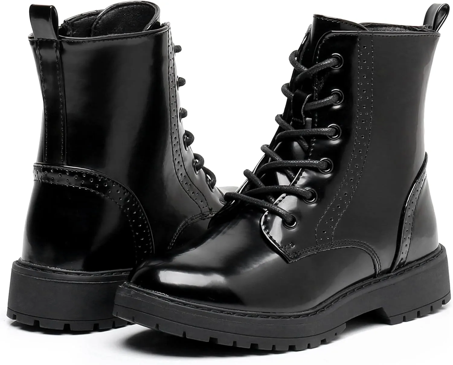 Apakowa Gilrs Combat Boots Side Zipper Ankle Booties (Toddler/Little Kid/Big Kid)
