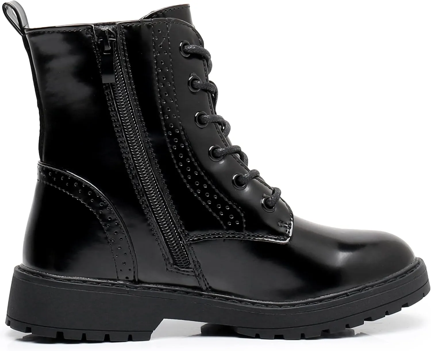 Apakowa Gilrs Combat Boots Side Zipper Ankle Booties (Toddler/Little Kid/Big Kid)