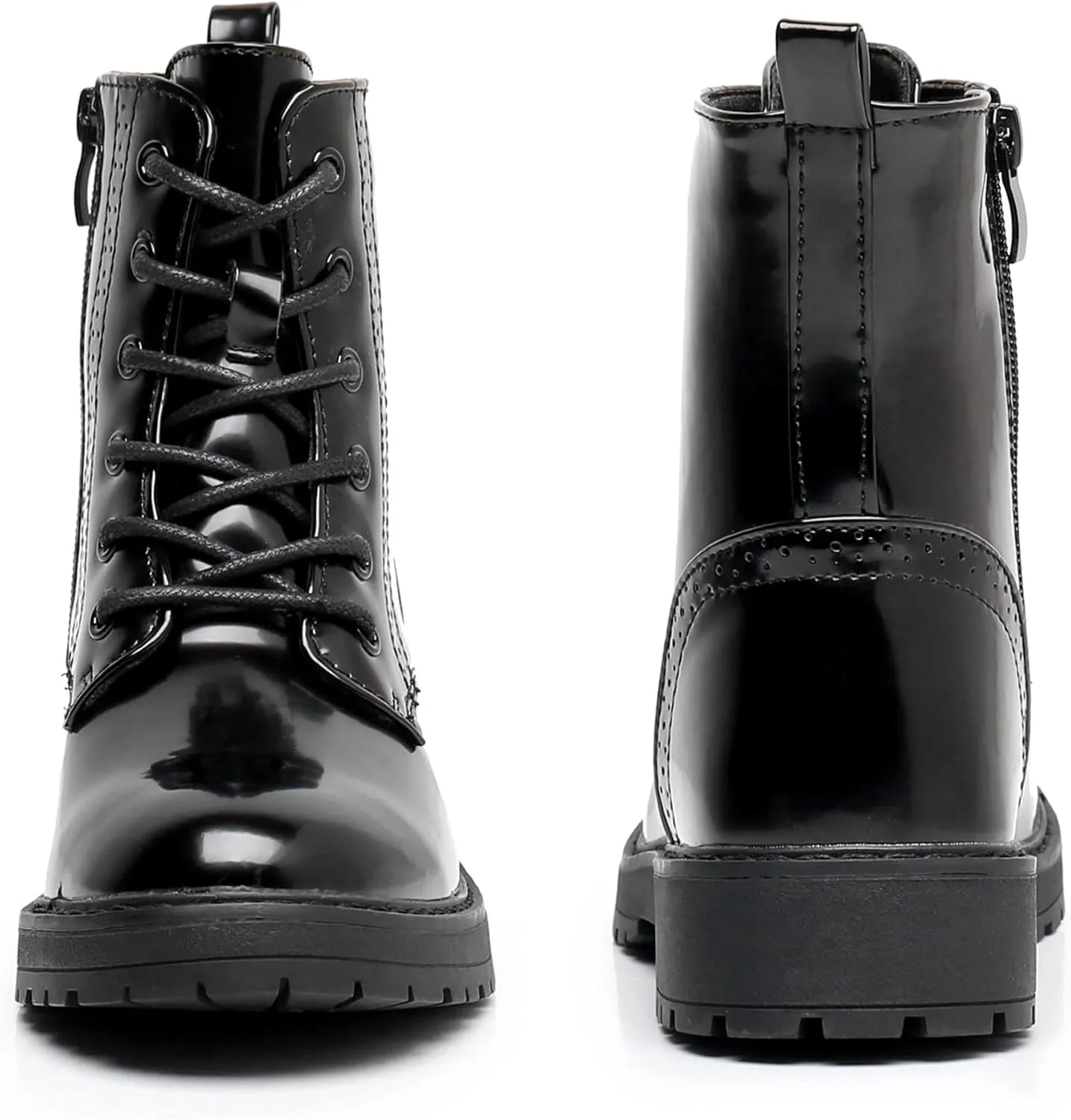 Apakowa Gilrs Combat Boots Side Zipper Ankle Booties (Toddler/Little Kid/Big Kid)