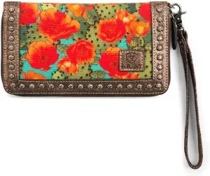 ARIAT Women's Western Prickly Pear Cactus Clutch Wallet, Multicolored, One Size