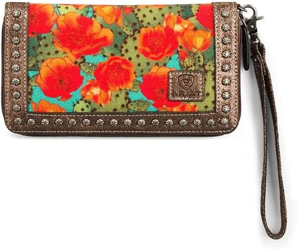 ARIAT Women's Western Prickly Pear Cactus Clutch Wallet, Multicolored, One Size