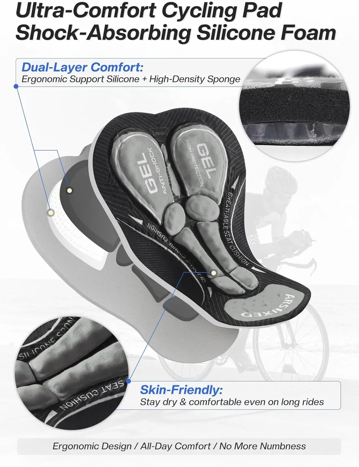 ARSUXEO 4D Padded Bike Shorts for Men Cycling Shorts with Phone Pockets Bicycle Biking Shorts