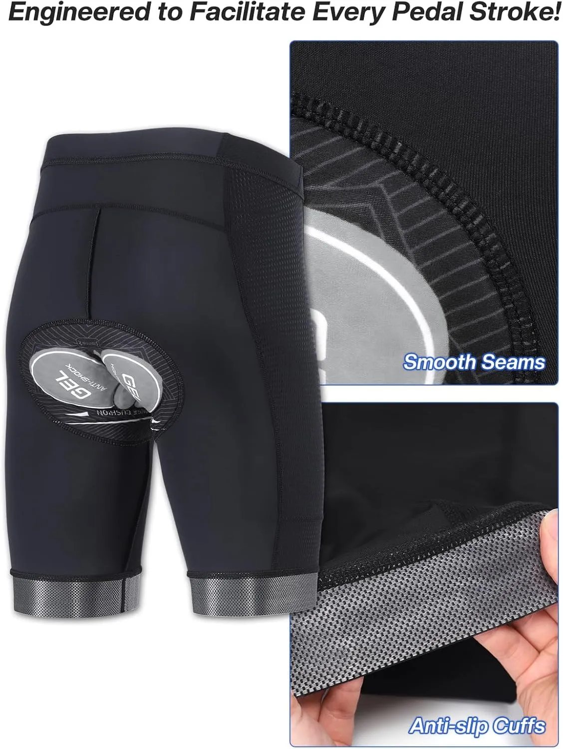 ARSUXEO 4D Padded Bike Shorts for Men Cycling Shorts with Phone Pockets Bicycle Biking Shorts