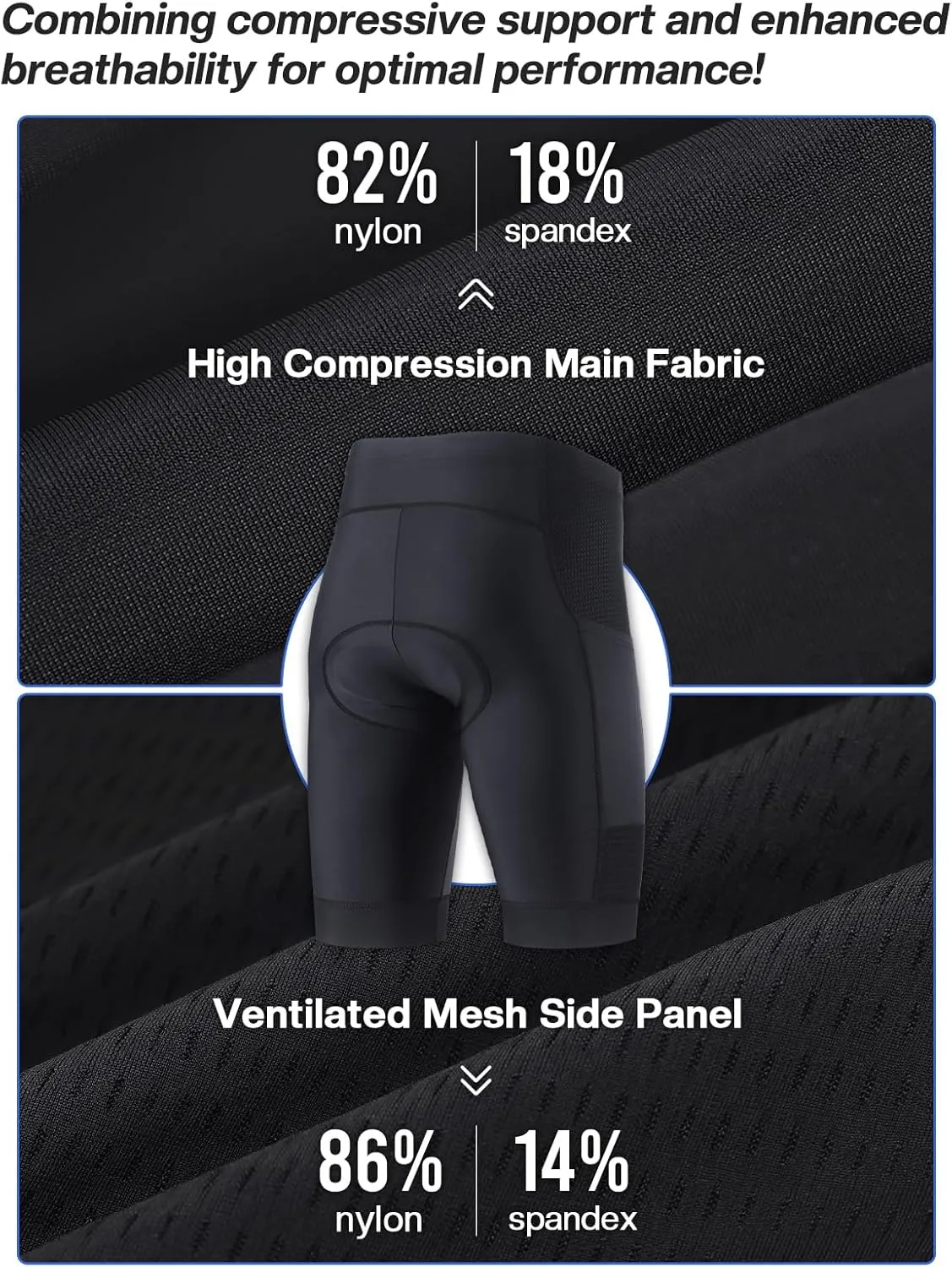 ARSUXEO 4D Padded Bike Shorts for Men Cycling Shorts with Phone Pockets Bicycle Biking Shorts