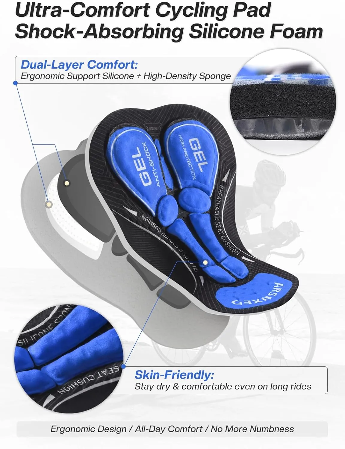 ARSUXEO 4D Padded Bike Shorts for Men Cycling Shorts with Phone Pockets Bicycle Biking Shorts