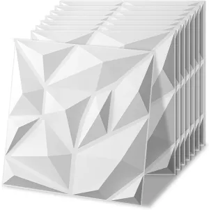 Art3d 20 Pack Decorative 3D Wall Panels, 19 Sq.Feet PVC Interior Wall Décor, 11.8"x11.8", White