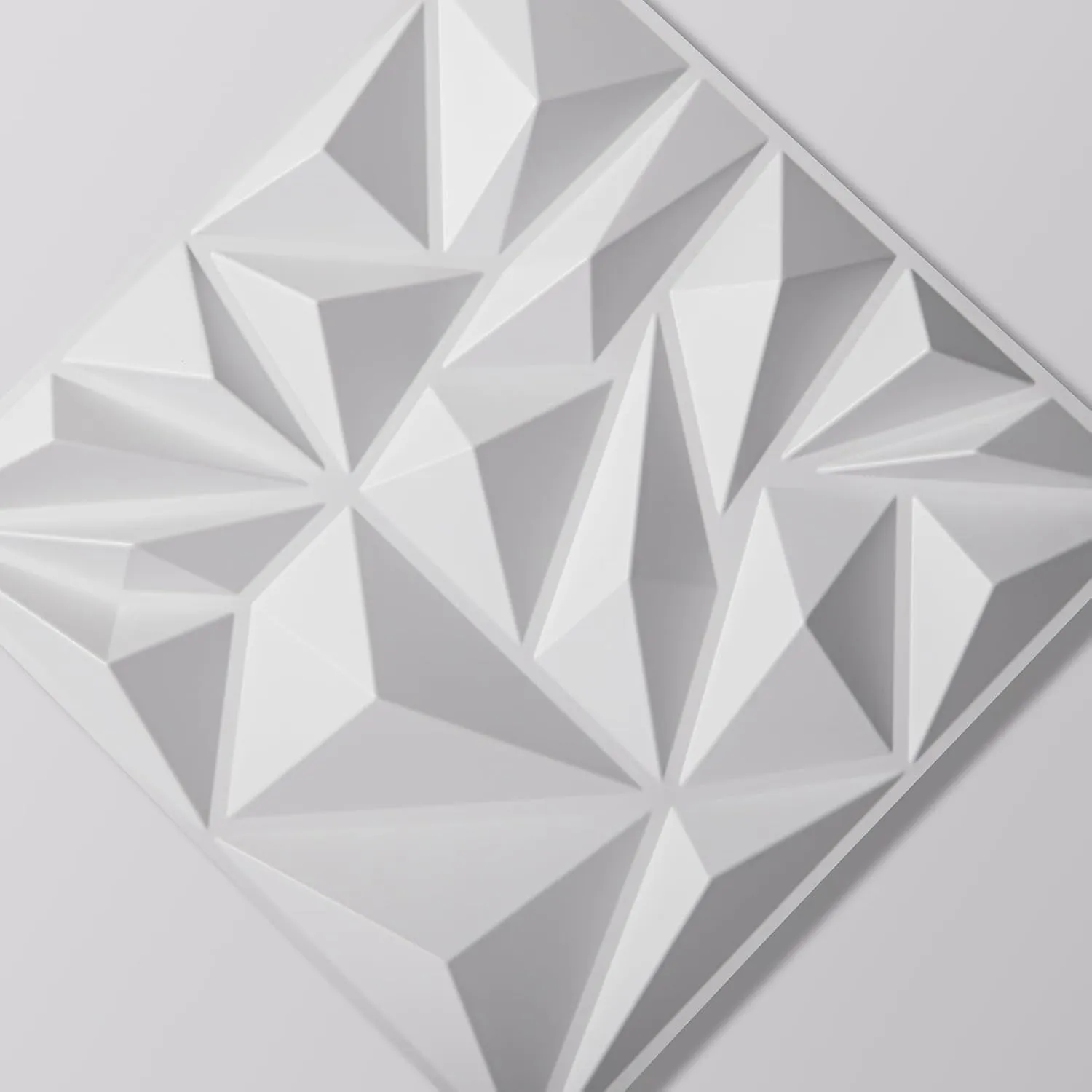 Art3d 33-Pack 3D Wall Panels for Interior Wall Decor, Modern Diamond Textured Accent Wall Paneling for Gaming Living Room TV Wall Background, 12 x 12 inch White, A10342