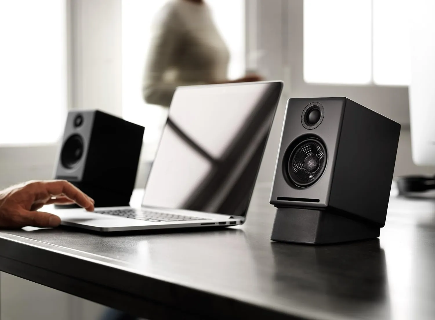 Audioengine A2  Desktop 24 Bit Wireless Bluetooth Desktop Speakers - 60W Computer Speakers for Music and Gaming