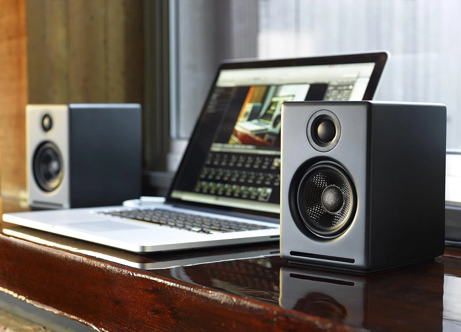 Audioengine A2  Desktop 24 Bit Wireless Bluetooth Desktop Speakers - 60W Computer Speakers for Music and Gaming