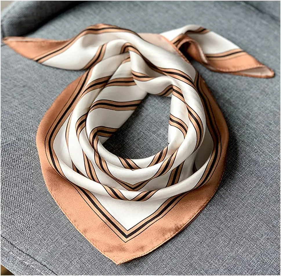 Aufeel 100% Real Mulberry Silk Women Small Square Neck Scarfs 21" Lightweight Headscarf Printed Neckerchief Gift Packed