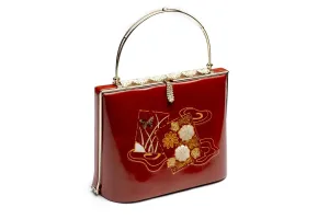 Authentic Japanese Kimono Enamel Purse Handbag Made in Japan PU-0341