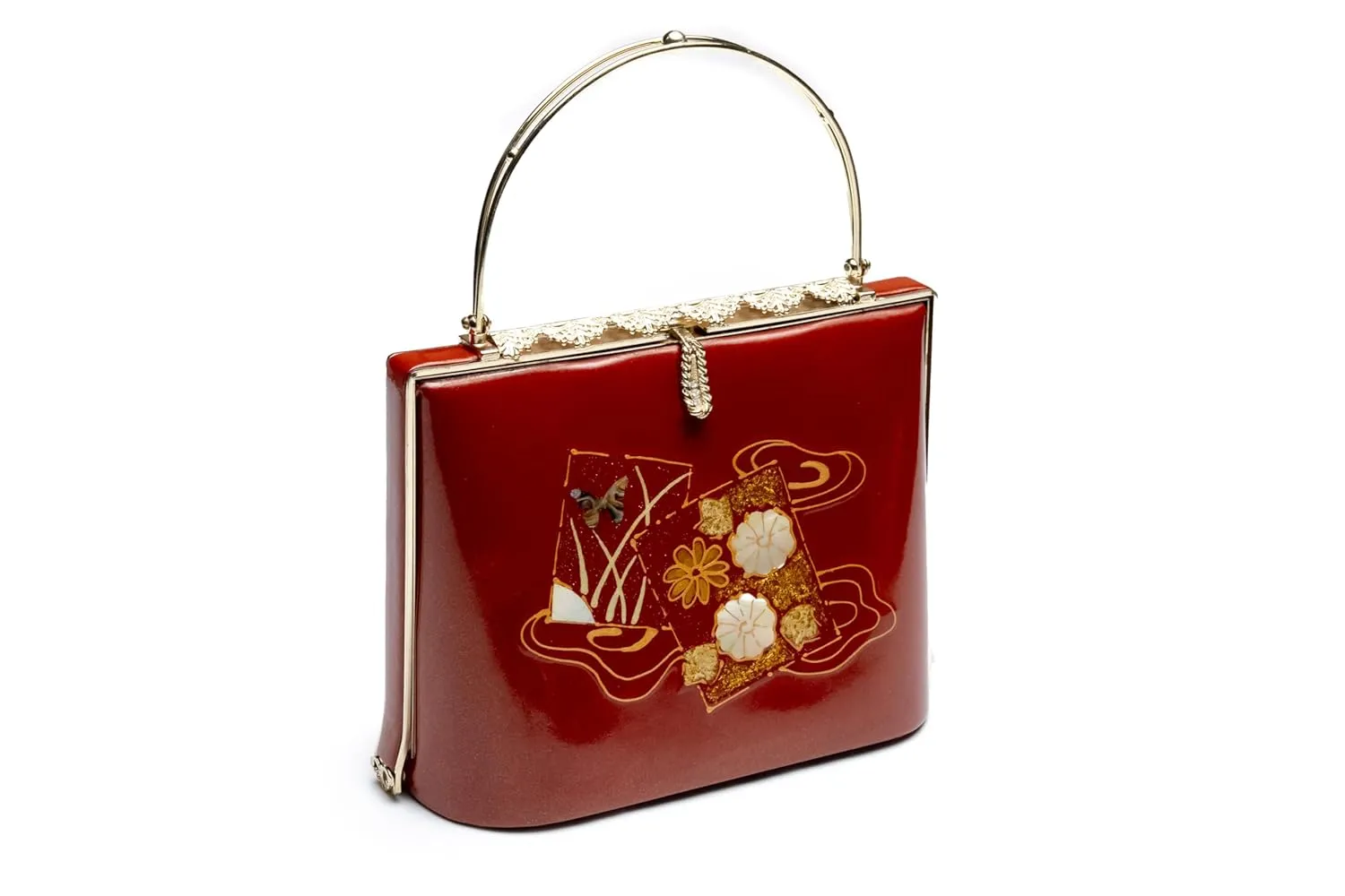 Authentic Japanese Kimono Enamel Purse Handbag Made in Japan PU-0341