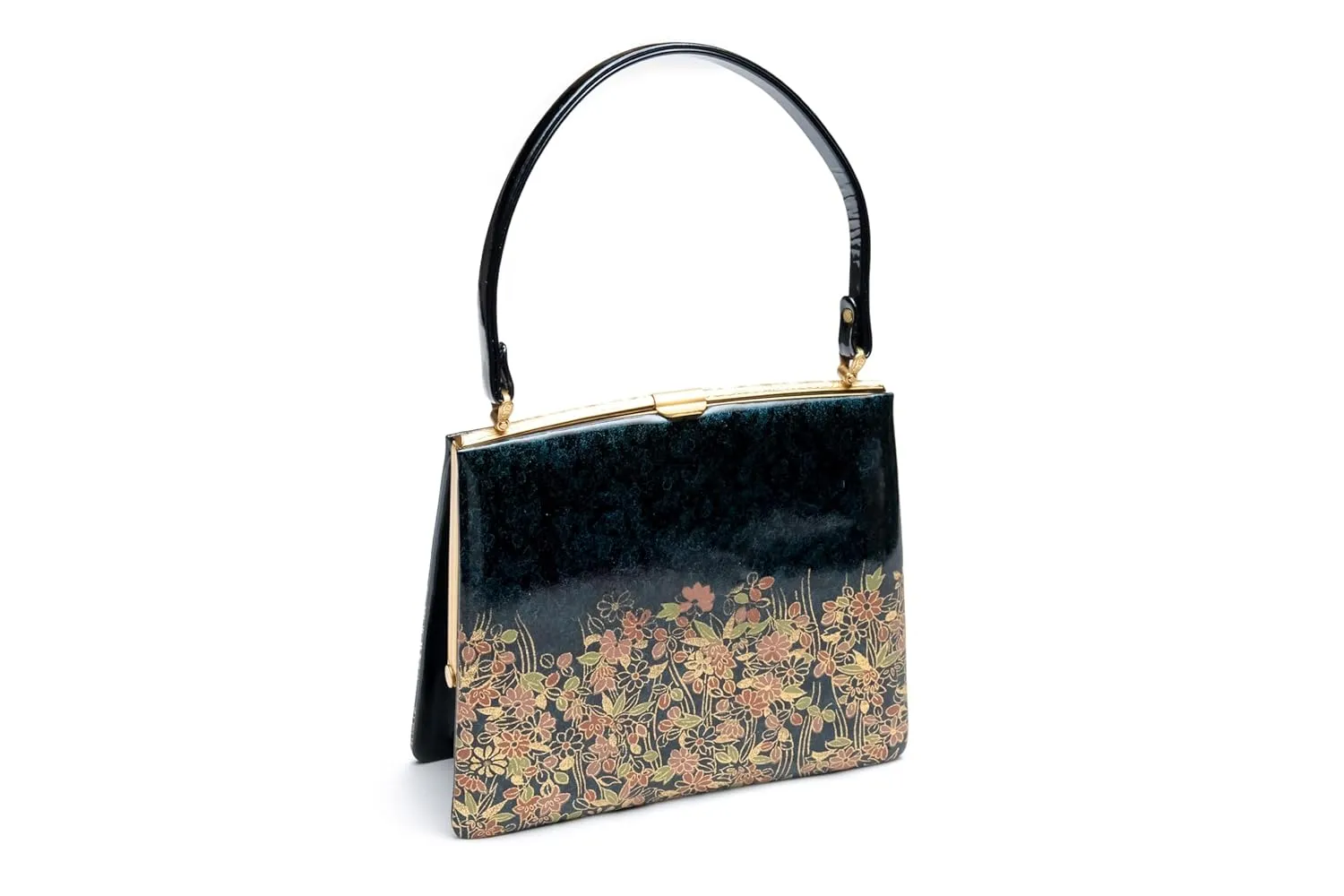 Authentic Japanese Kimono Enamel Purse Handbag Made in Japan PU-0349