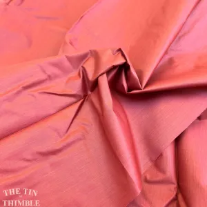 Authentic Vintage Polished Cotton Fabric - Solid Rust Red/Orange Chintz - 46" Wide - Sold by the Yard
