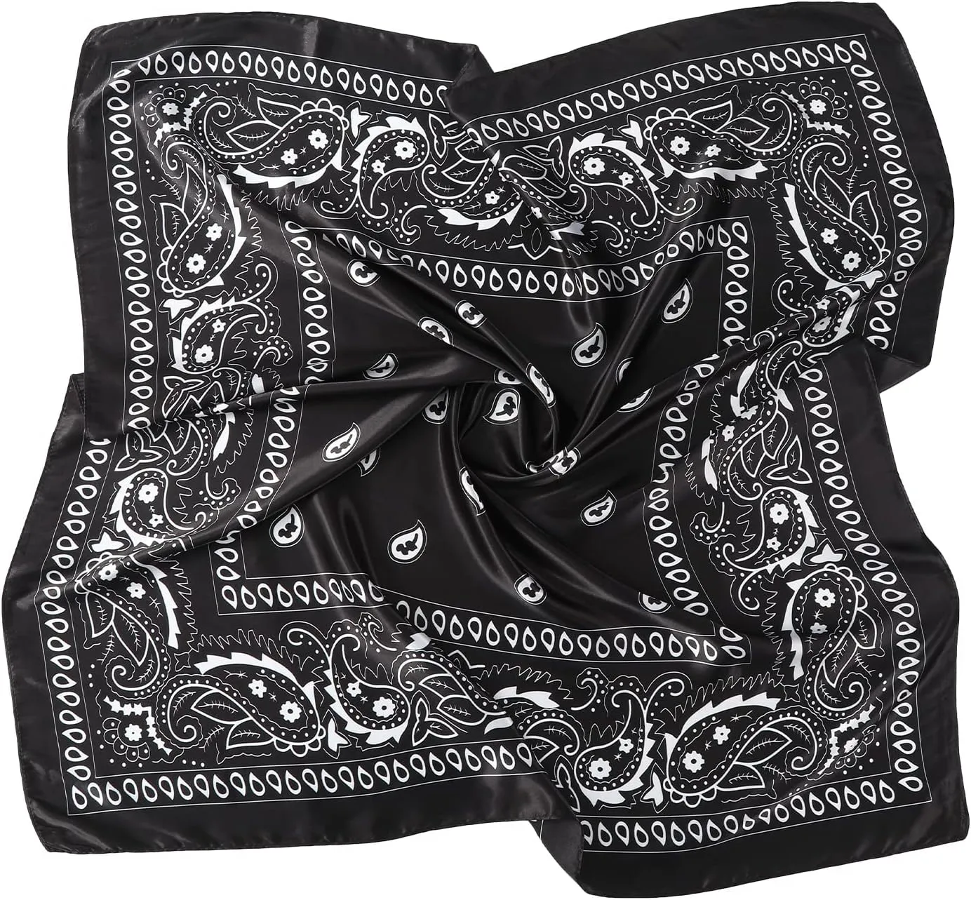 AWAYTR 35” Large Square Satin Head Scarf - 3Pcs Satin Hair Scarves Silk Bandana Scarf Headscarf Silk Feeling Scarf for Women