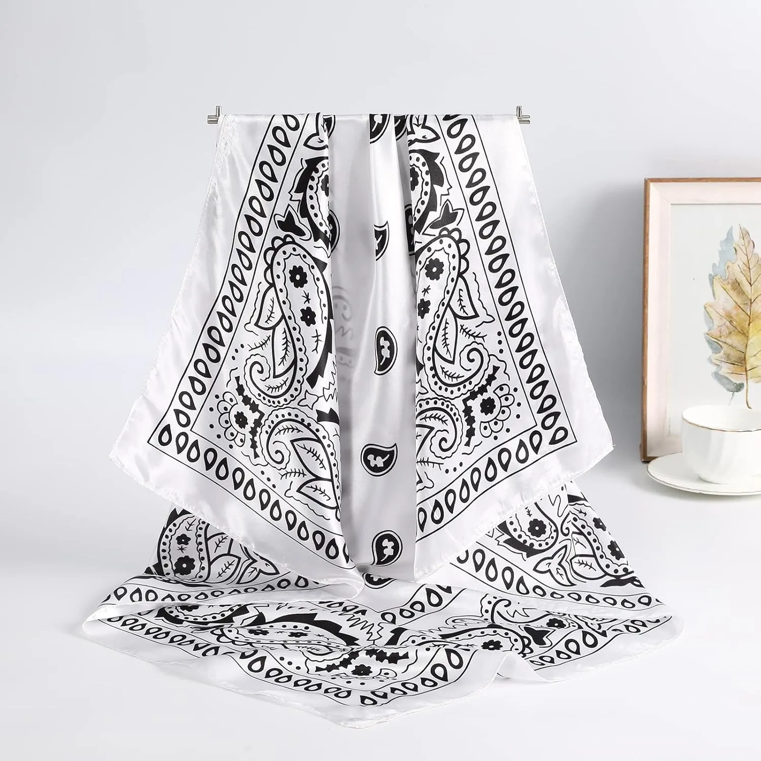 AWAYTR 35” Large Square Satin Head Scarf - 3Pcs Satin Hair Scarves Silk Bandana Scarf Headscarf Silk Feeling Scarf for Women