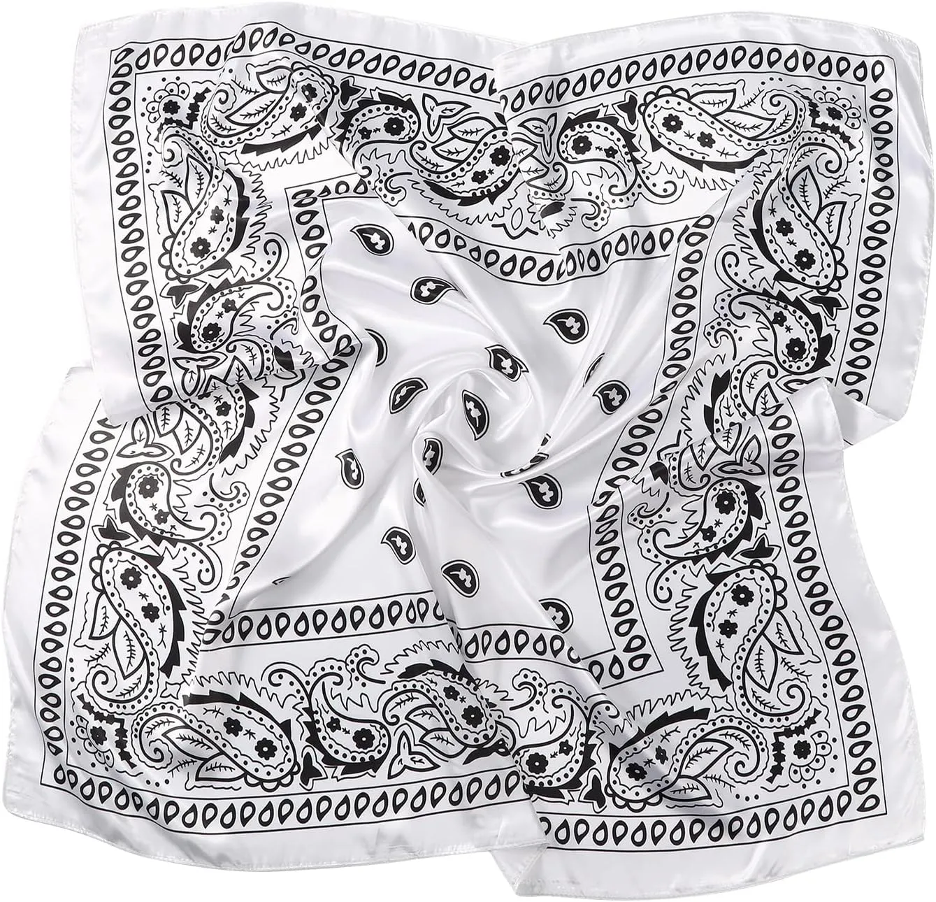 AWAYTR 35” Large Square Satin Head Scarf - 3Pcs Satin Hair Scarves Silk Bandana Scarf Headscarf Silk Feeling Scarf for Women