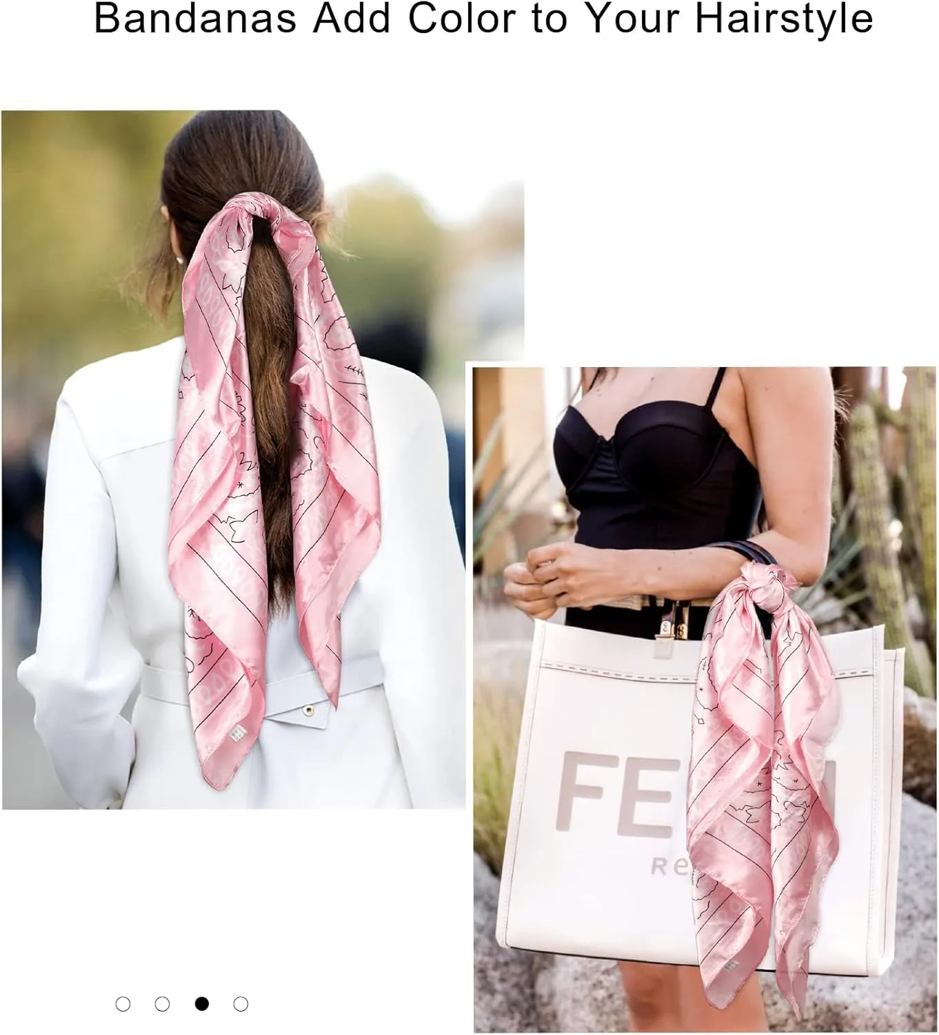 AWAYTR 35” Large Square Satin Head Scarf - 3Pcs Satin Hair Scarves Silk Bandana Scarf Headscarf Silk Feeling Scarf for Women