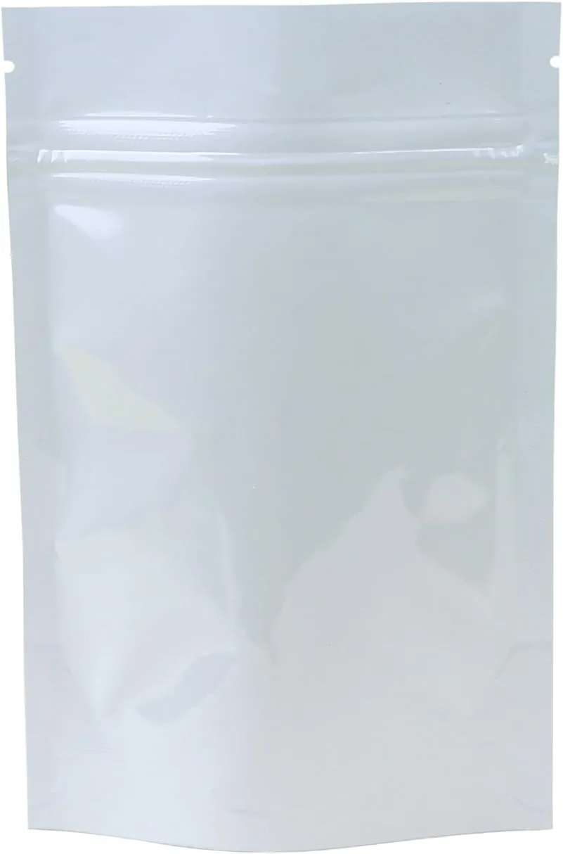 AwePackage Clear White Resealable Smell Proof Foil Pouch Bag - Airtight Zipper (50, 4 x 6-1/2 (Quarter))