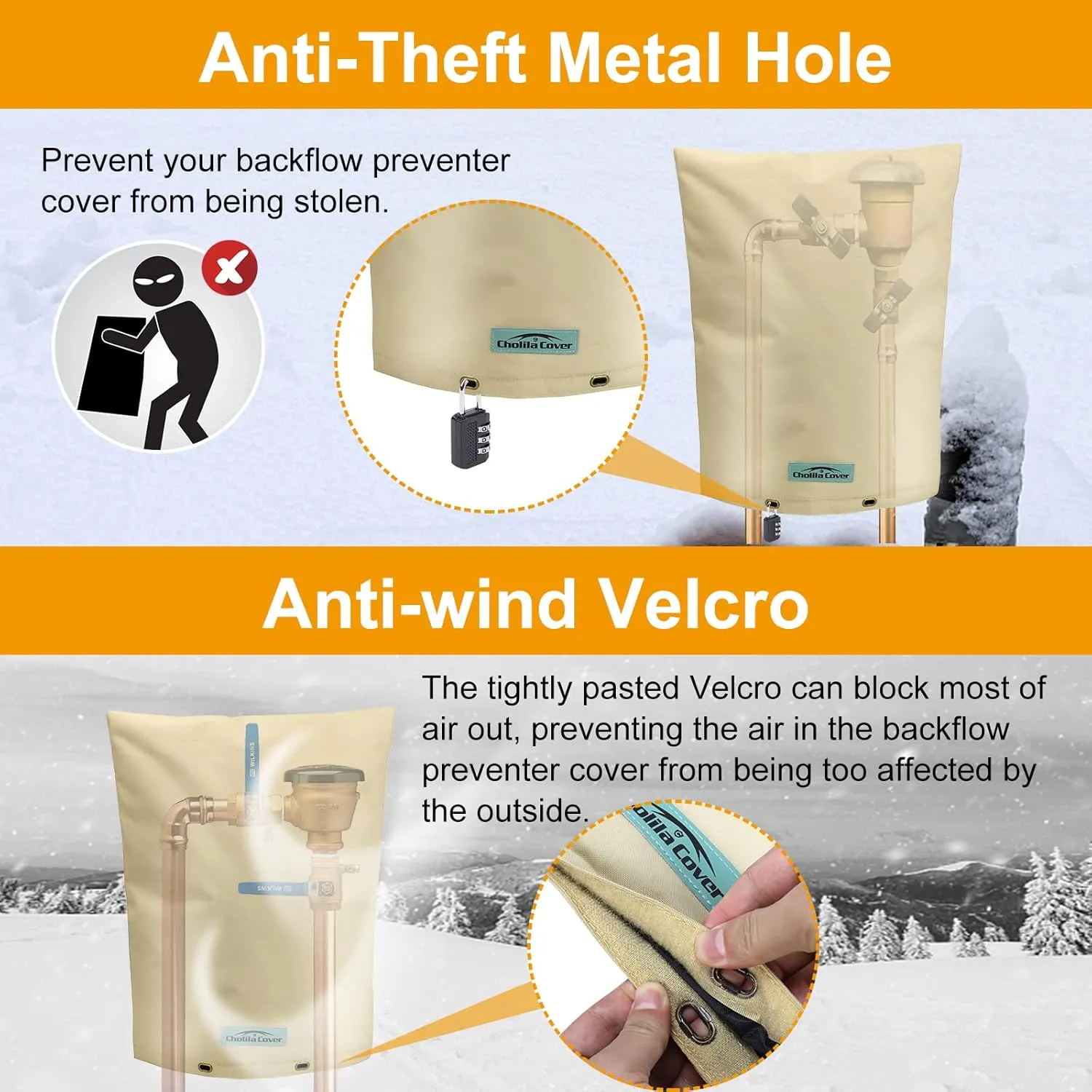 Backflow Preventer Cover Insulated (5˚F) with Thicker 7 Layers Fabric - 30" W x 24" H with Aluminum Foil Backflow Cover for Winter Pipe Freeze Protection - Sprinkler Covers for Outside