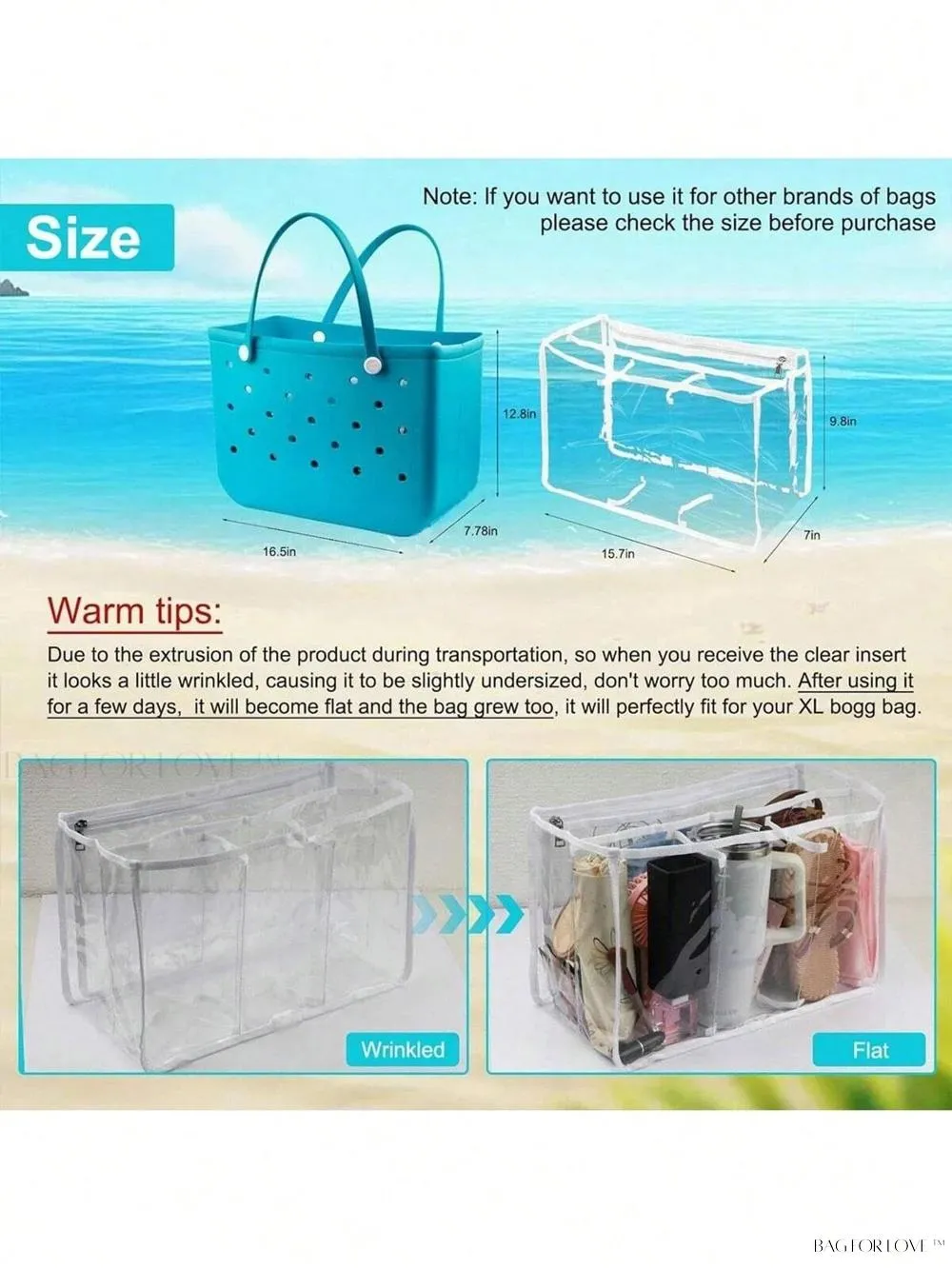 BagForLove - Clear Insert Organizer for Ladies' Accessories