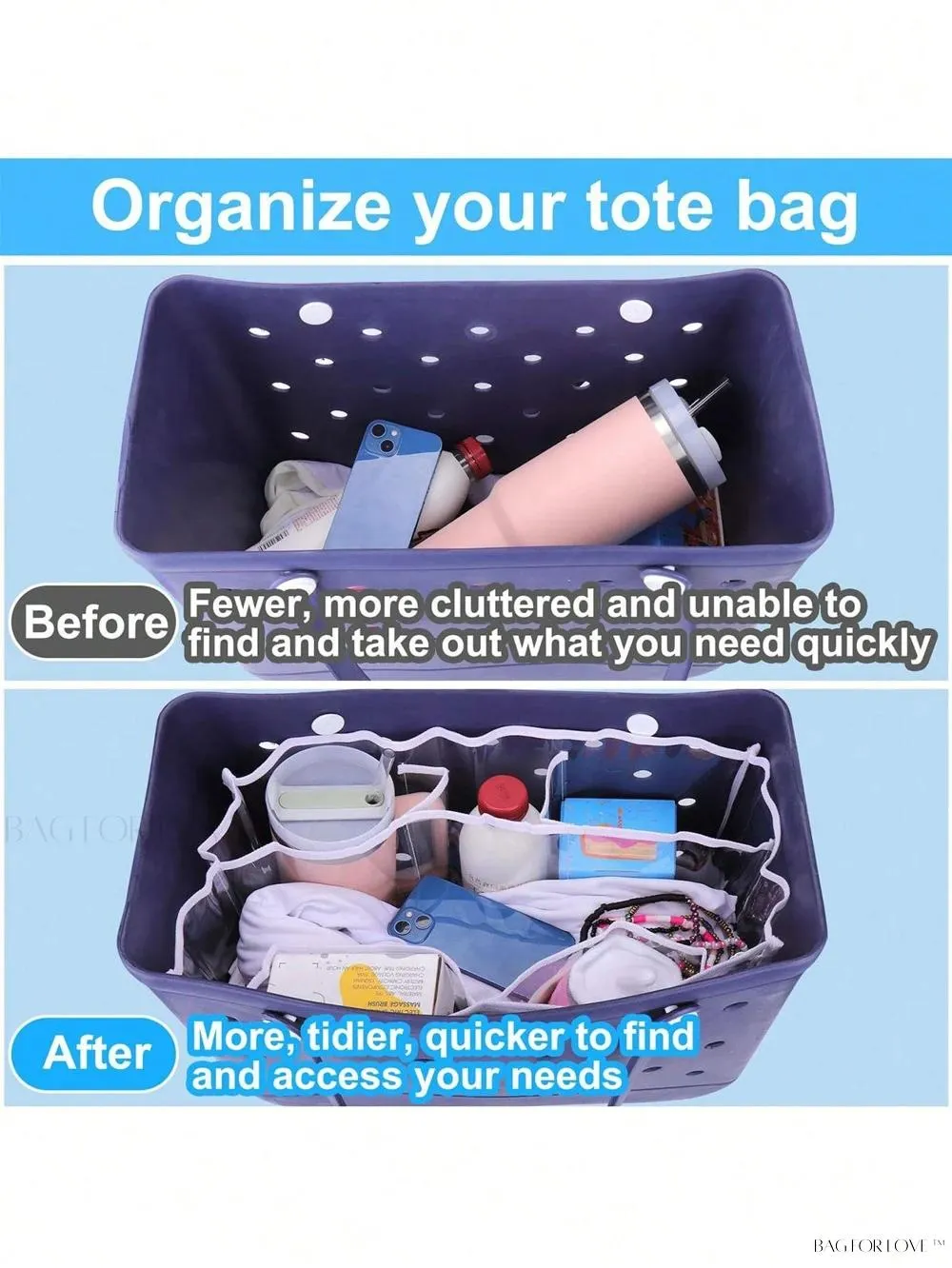 BagForLove - Clear Insert Organizer for Ladies' Accessories