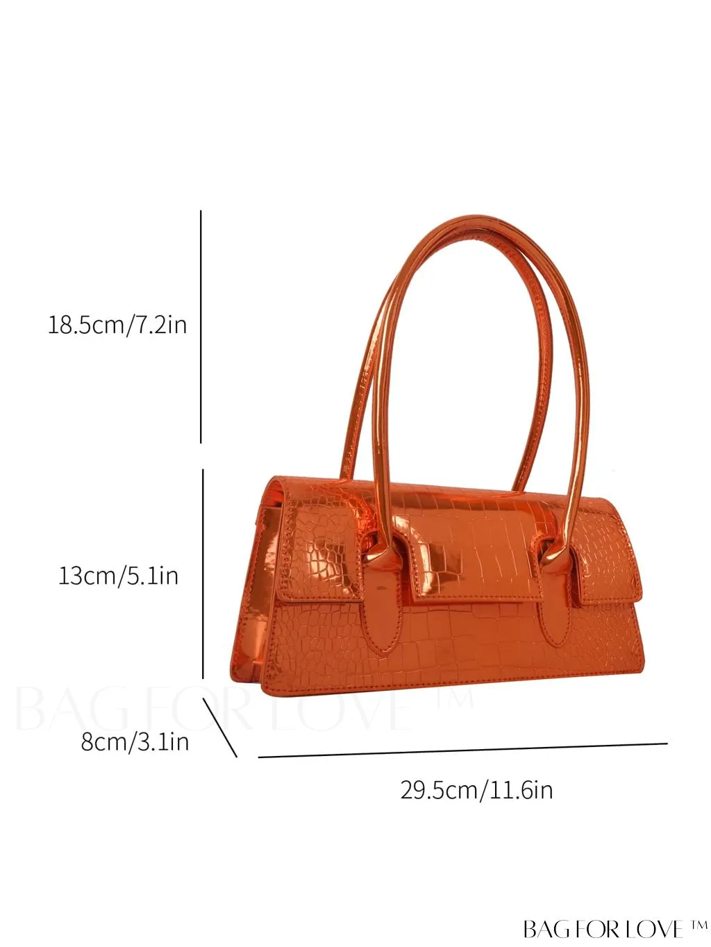 BagForLove - Crocodile-Embossed Metallic Flap Shoulder Bag - Chic and Unique Design