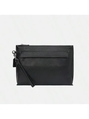 BagForLove - Sophisticated Women's Leather Carryall Pouch with Outside Pocket and Zip Fastening