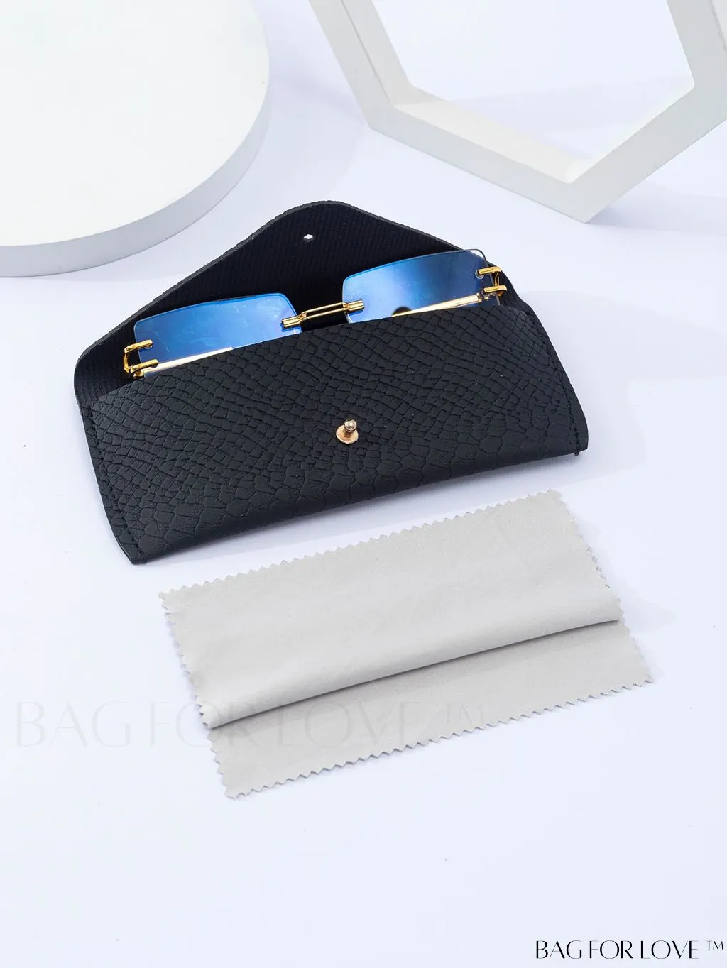 BagForLove - Stylish Womens Black Eyewear Case with Sunglasses Pouch
