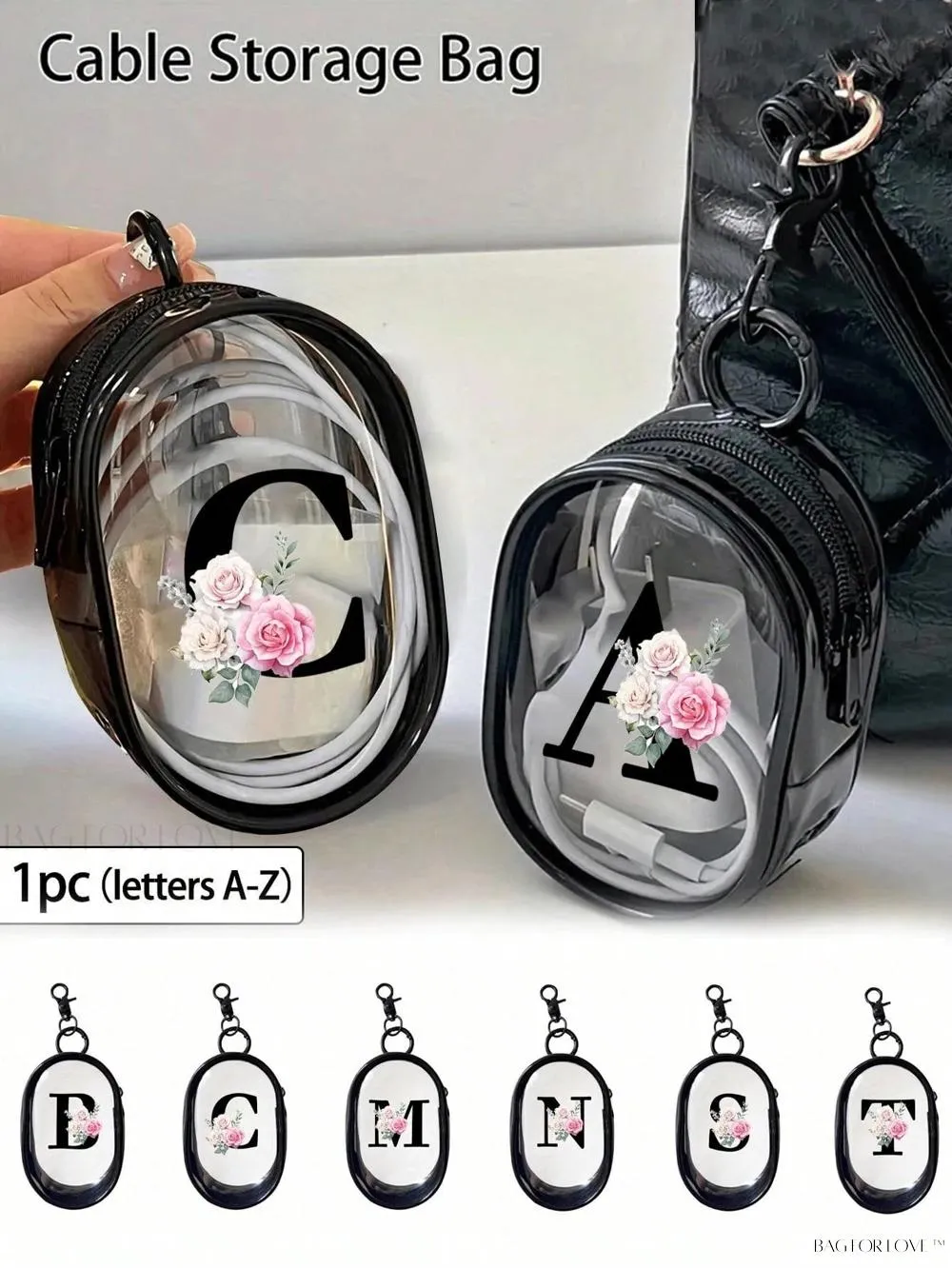 BagForLove - Transparent Travel Essentials Pouch with Zipper Closure