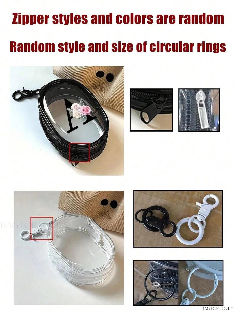 BagForLove - Transparent Travel Essentials Pouch with Zipper Closure