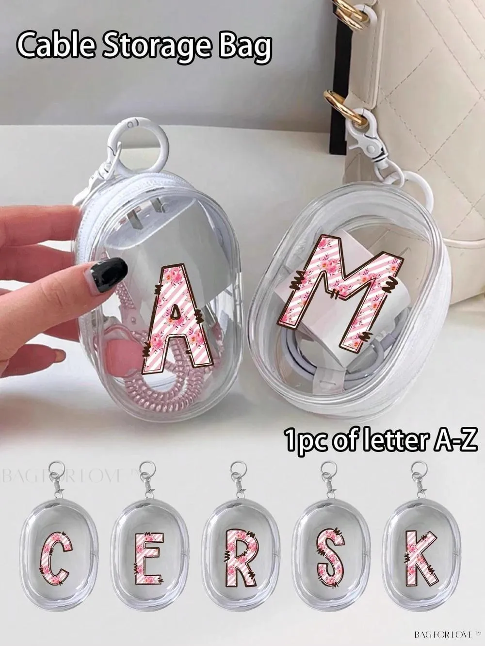 BagForLove - Transparent Travel Essentials Pouch with Zipper Closure