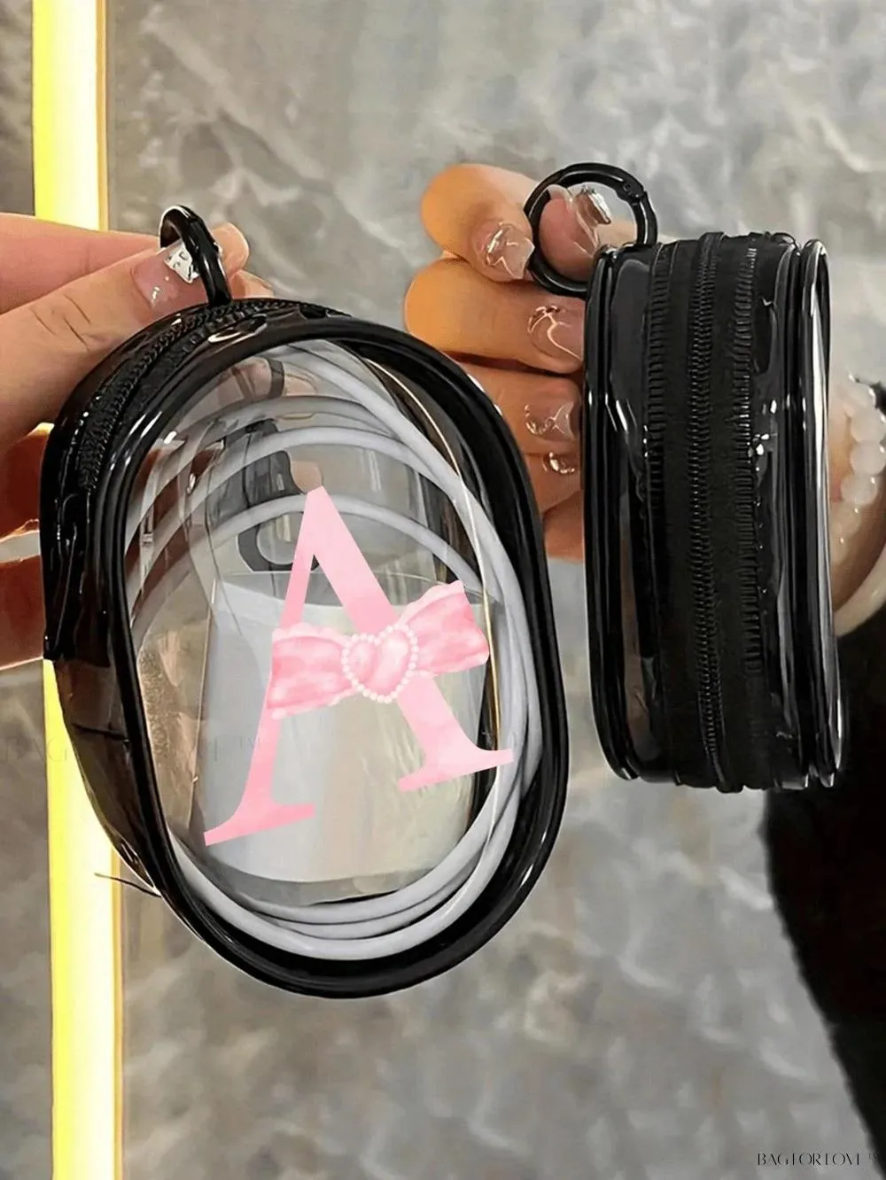 BagForLove - Transparent Travel Essentials Pouch with Zipper Closure