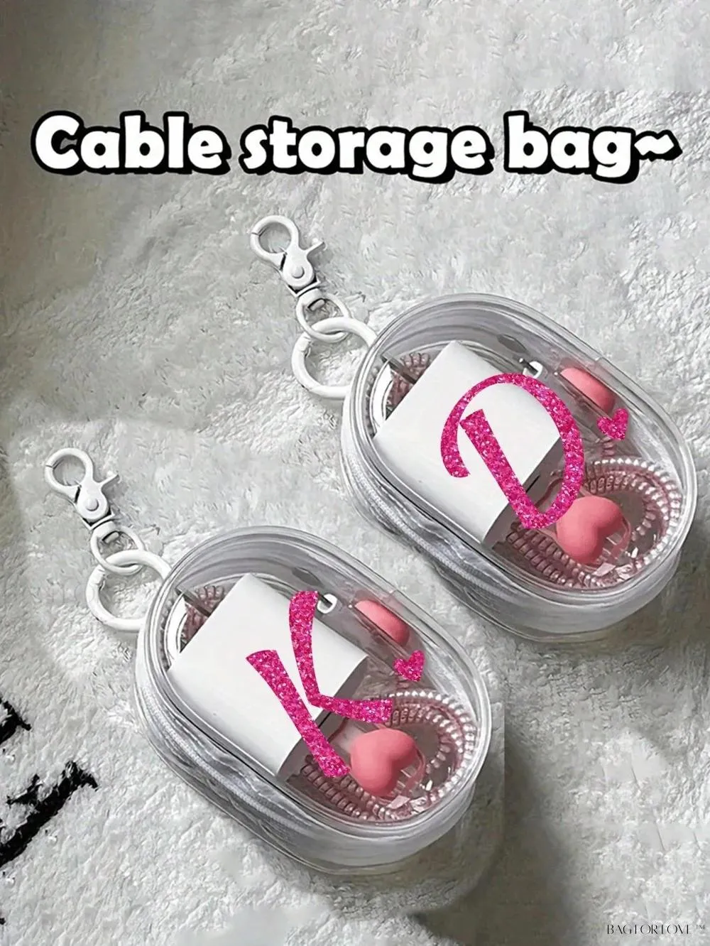 BagForLove - Transparent Travel Essentials Pouch with Zipper Closure