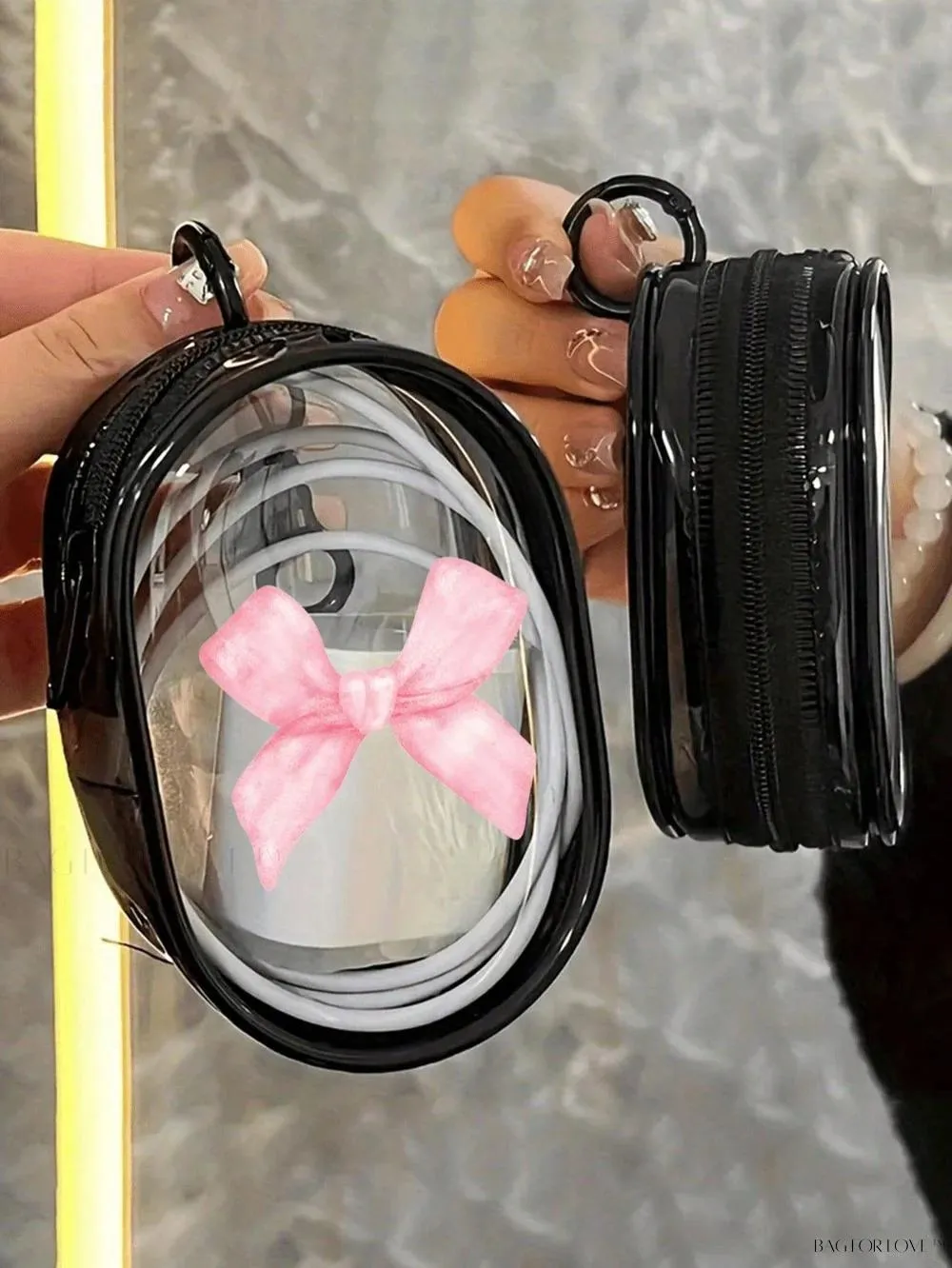 BagForLove - Transparent Travel Essentials Pouch with Zipper Closure