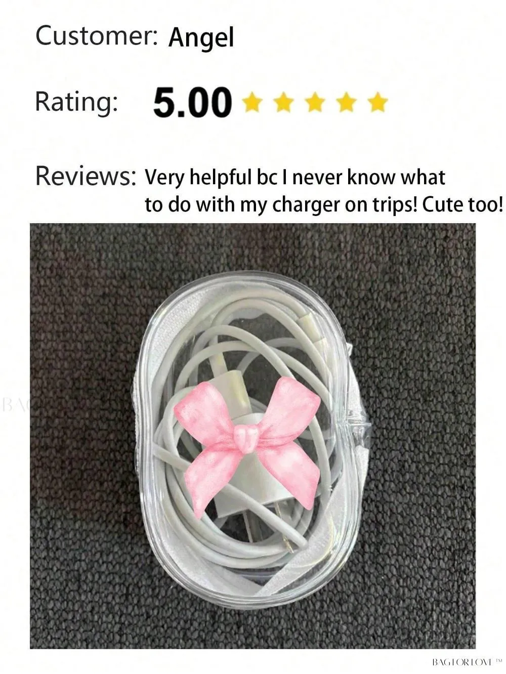 BagForLove - Transparent Travel Essentials Pouch with Zipper Closure