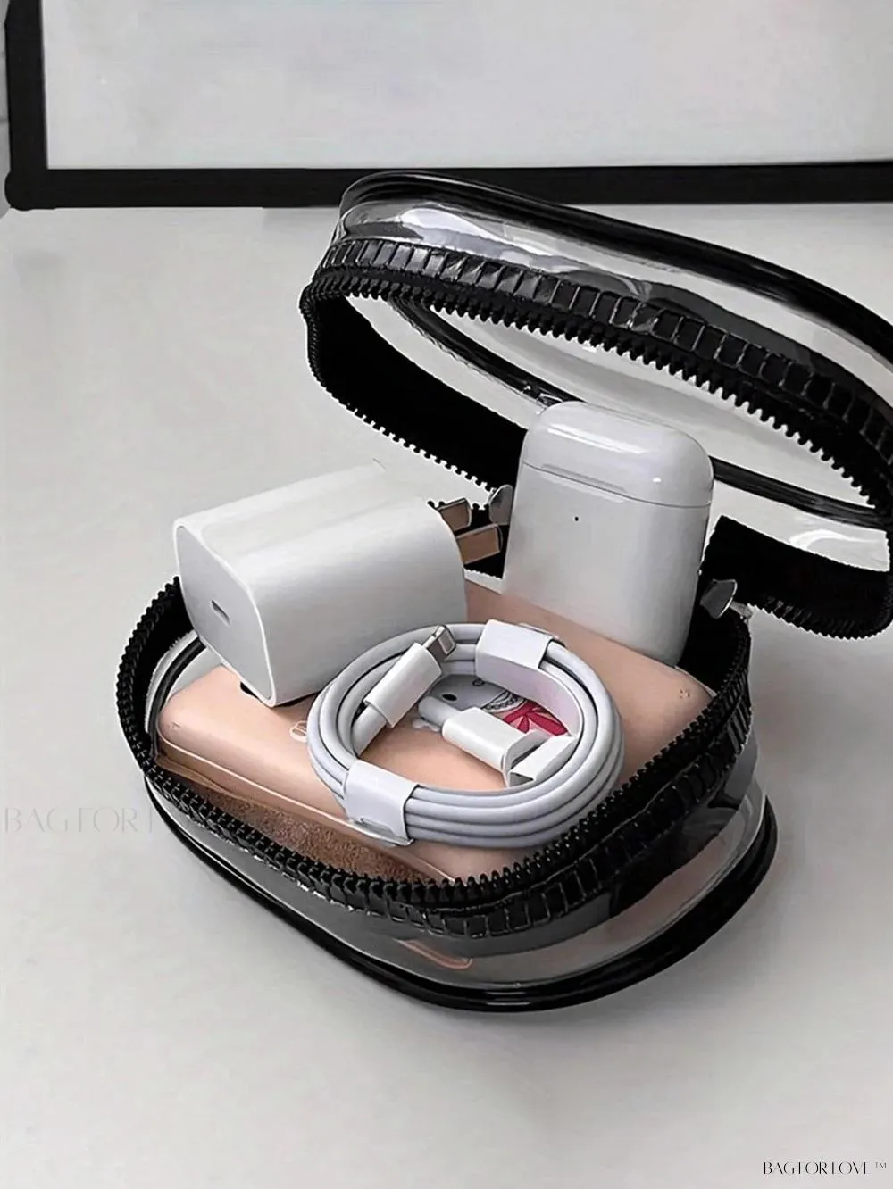 BagForLove - Transparent Travel Essentials Pouch with Zipper Closure