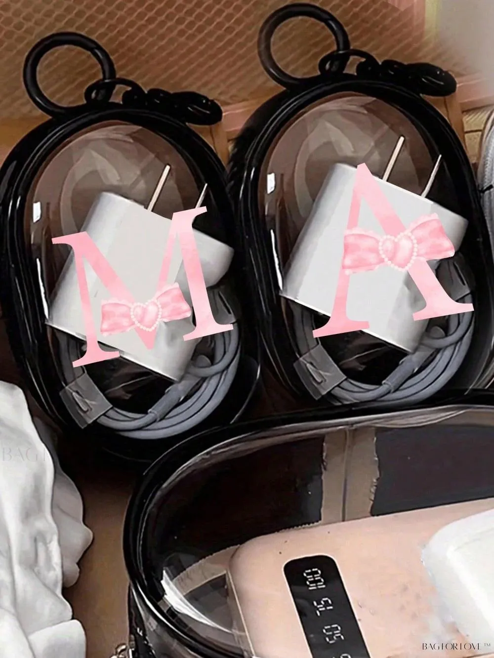 BagForLove - Transparent Travel Essentials Pouch with Zipper Closure