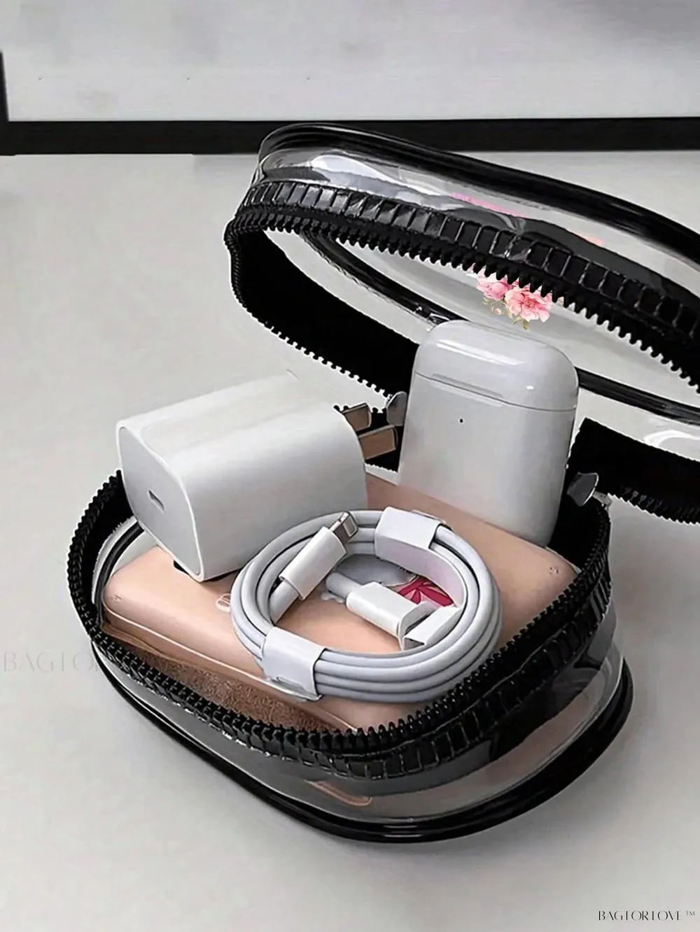 BagForLove - Transparent Travel Essentials Pouch with Zipper Closure