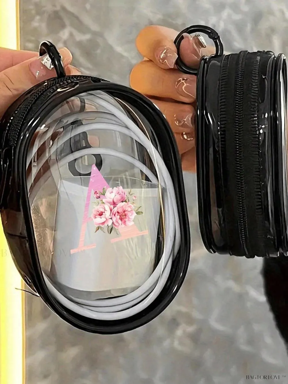 BagForLove - Transparent Travel Essentials Pouch with Zipper Closure