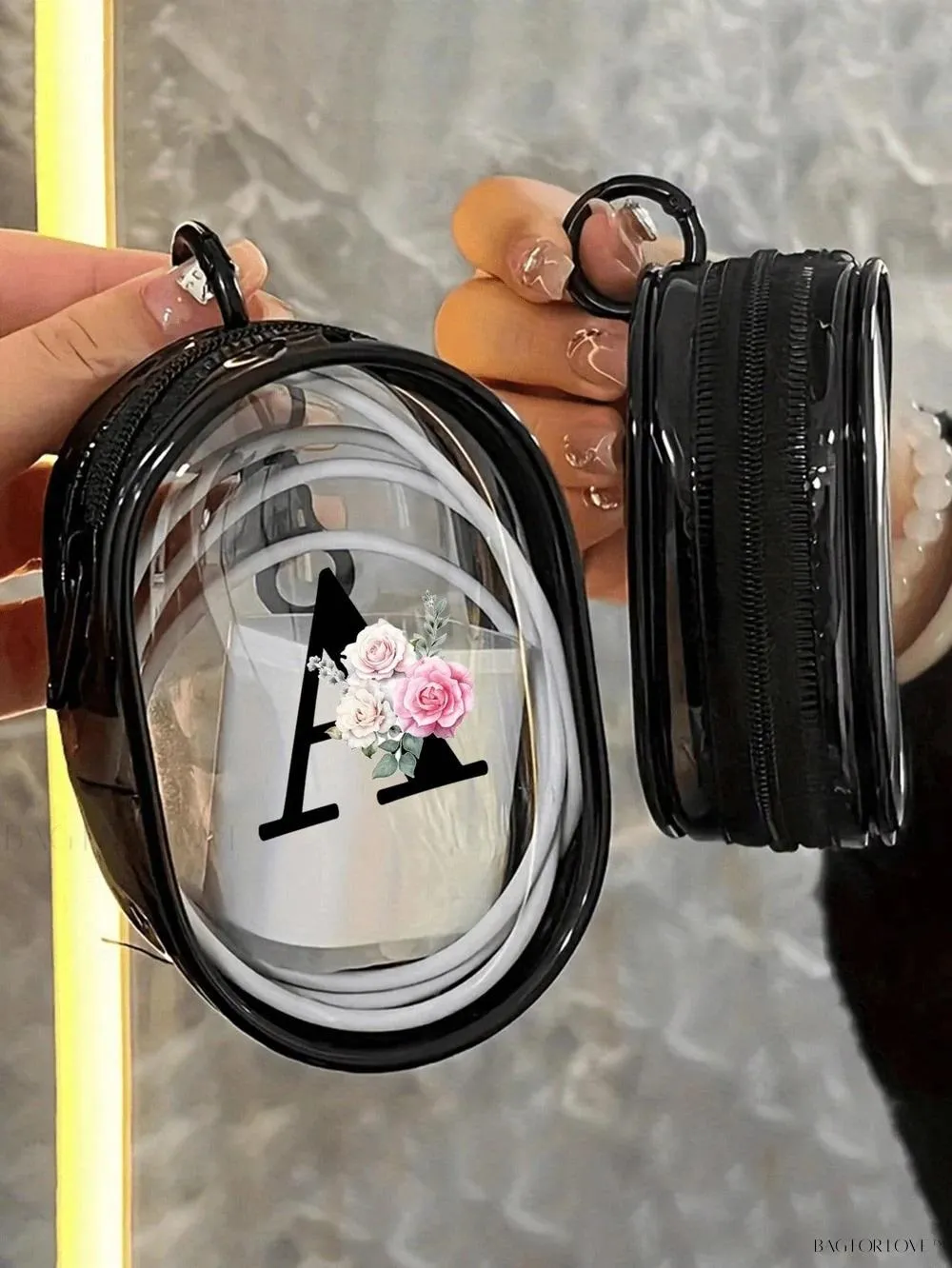 BagForLove - Transparent Travel Essentials Pouch with Zipper Closure