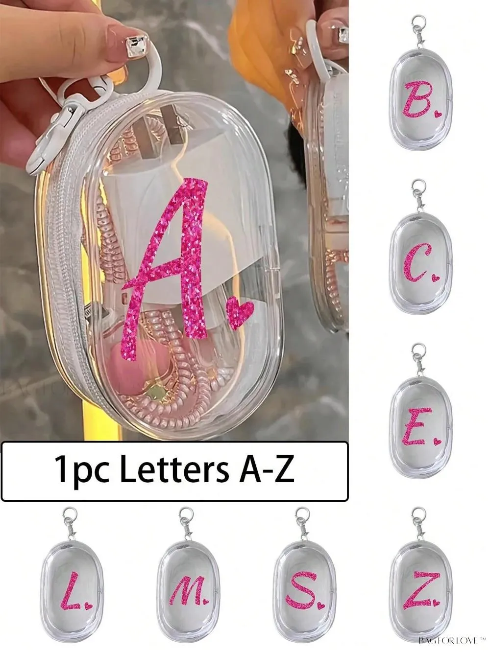 BagForLove - Transparent Travel Essentials Pouch with Zipper Closure