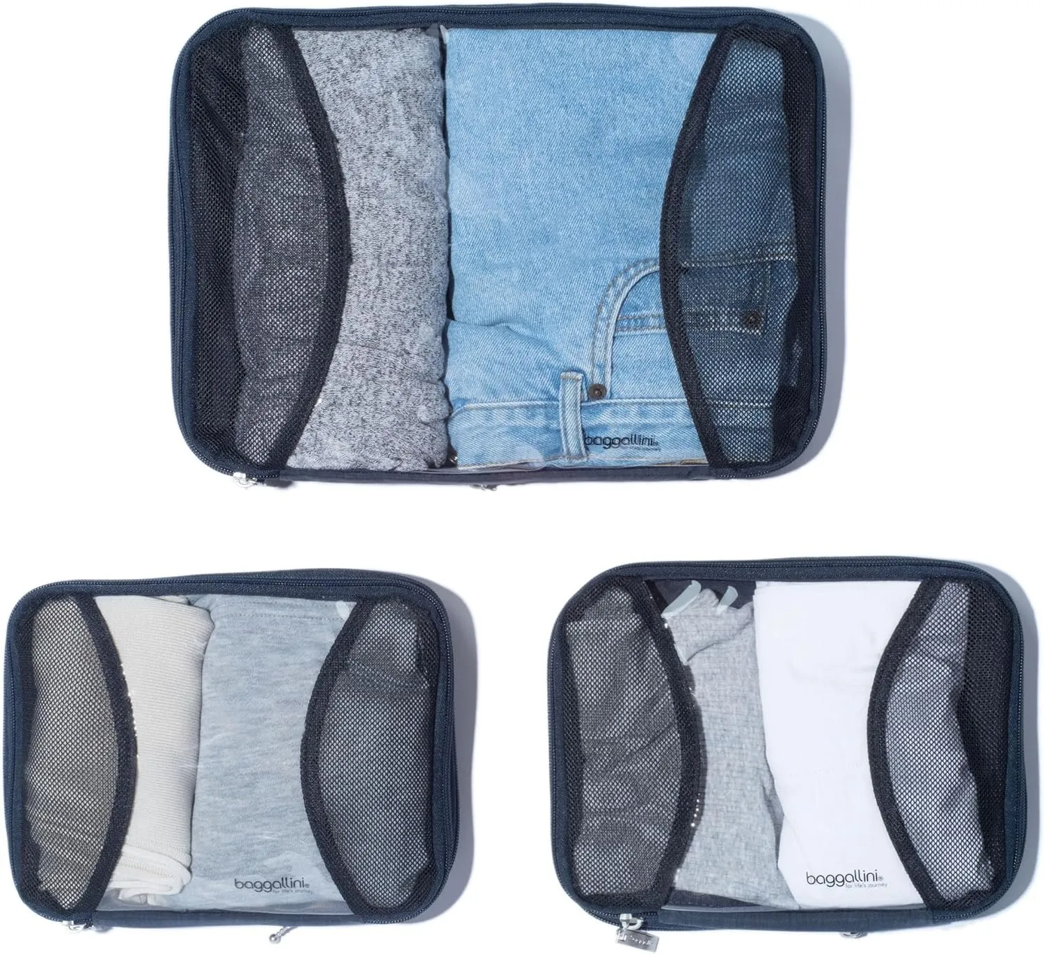 Baggallini Compression Cube 3-piece set - Lightweight Compression Packing Cubes for Travel